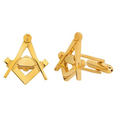 West Coast Jewelry Men's High Polished Masonic Cuff Links - Gold