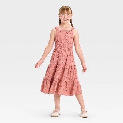 Girls' Sleeveless Woven Floral Midi Dress - Cat & Jack™
