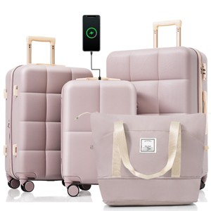 Luggage Sets with USB Port and Cup Holder, Expandable Spinner Suitcase for Travel, 4 Piece Set – Cuddlewood - 1 of 4