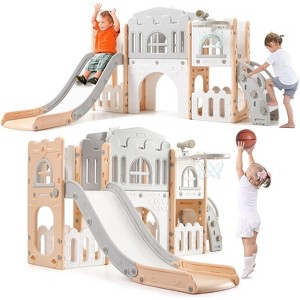 8 in 1 Toddler Slide Indoor Playground, Indoor Slide Toddler Playset for Toddlers 1-3 - 1 of 4