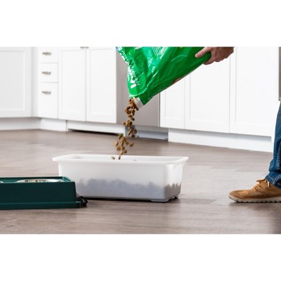 Green Elevated Dog Feeder with Airtight Storage and Stainless Steel Bowls