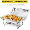 GustoWave 24'' Chafing Dishes for Buffet 2 or 4 Packs, 8 QT Stainless Steel Chafer, Rectangle Servers and Warmers Set with Folding Frame - 2 of 4