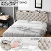King Linen Upholstered Platform Bed Frame with Wingback Headboard Built-in Storage Shelf Power Outlets USB Ports Wood Slats Underbed Space, Light Gray - 4 of 4