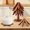 Itopfox Wooden Tree Coasters Set of 4 with Stand, Natural Walnut Wood Trivets for Hot Dishes, Elegant Tree-Shaped Hot Pads for Dining Table Decor - 4 of 4