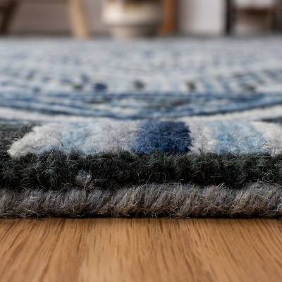Hand-Tufted Aspen Blue Wool Runner Rug - 2'3" x 8'