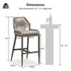 PURPLE LEAF Patio Sunbrella Bar Stools Set of 2 Handwoven Wicker Bar Height Stool Modern Aluminum Outdoor Wicker Barstools with Back and Cushion - 3 of 4