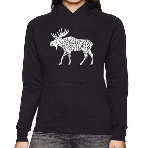 LA Pop Art Women's Word Art Hooded Sweatshirt - Moose - 1 of 4