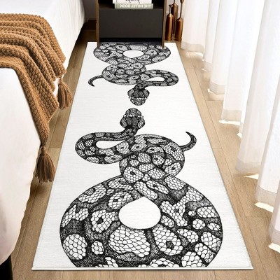 Black White Snake Violence Retro Aesthetic Rug Modern Slithering Serpent Rug Carpet
