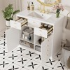 36'' Retro Bathroom Vanity with Ceramic Sink, Solid Wood Frame Freestanding Storage Cabinet with Soft-Close Doors & Drawers - ModernLuxe - 2 of 4