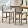 Dsvimoy Counter and Bar Stool Rubber Wood Frame Upholstered Set of 2 for Kitchen and Dining, Beige and Gray, 43"*22"*11.5" - 2 of 4