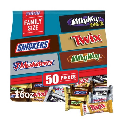 M&M'S Milk Chocolate, M&M'S Peanut, TWIX & SNICKERS Fun Size Milk Chocolate  Halloween Candy Variety Pack, 30.98 oz, 55 ct Bulk Candy Bag NEW PACK