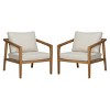 Set of 2 Acacia Wood Outdoor Club Chairs,Wooden Club Chair with Slatted Design and Cushions,Weather Resistant Patio Garden Chair-Cuddlewood - 2 of 4