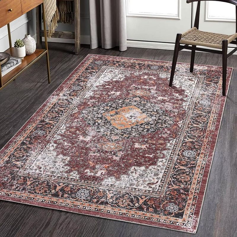 Washable Area Rugs for Living Room Vintage Persian Rug Boho Distressed Rug Carpet, 1 of 8