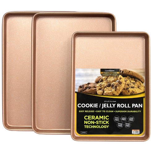 Casaware 3pc Ultimate Commercial Weight Cookie Sheet Set, Two 15 X 10-inch  Pans, One 13 X 9-inch-inch Pan (rose Gold Granite) : Target