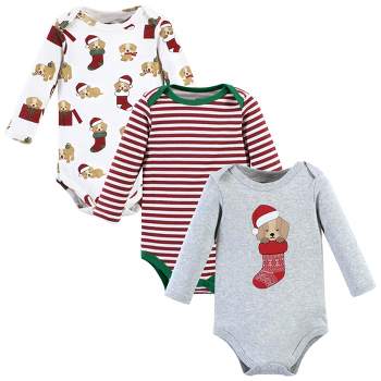 Hudson Baby Unisex Baby Cotton Long-Sleeve Bodysuits, Christmas Dog
