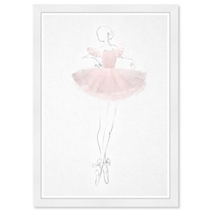 13" x 19" Ballerina I Music and Dance Framed Wall Art Pink - Olivia's Easel: Modern Decor, Entertainment Theme, White Frame - 1 of 4