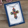 Anna-Kaci Colorful Stained Glass Rhinestone Cross Pendant Necklace Gift Message Card & Envelope Faith Jewelry Gifts - 3 of 4