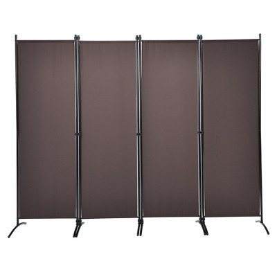 Tangkula 5.6Ft Tall Folding Room Divider Freestanding 4-Panel Privacy Screen w/Iron Frame Black/Coffee/White