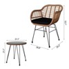 3-Piece Wicker Outdoor Bistro Set with Cushion - 2 of 4