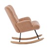 FERPIT Upholstered Wingback Accent Chair & Rocking Chair with Rubberwood Legs & Rockers - 3 of 4