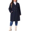 Agnes Orinda Women's Plus Size Fashion Notched Lapel Double Breasted Pea Coats - 2 of 4