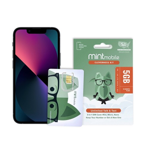 Mint Mobile Apple Iphone 13 Mini (128gb) 1-year Service Sim Bundle : Target