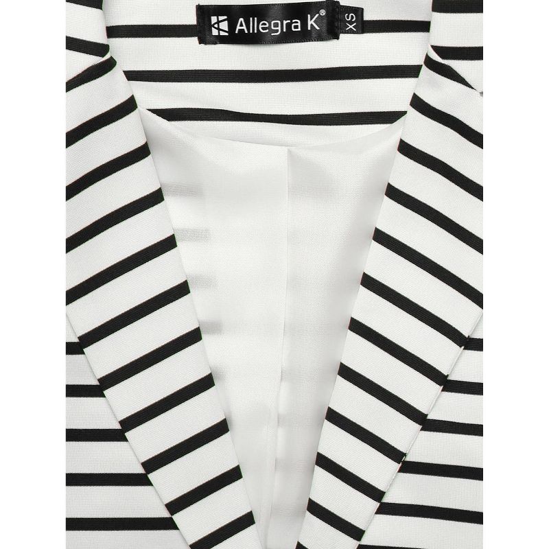 Allegra K Women's Notched Collar Long Sleeve Button Front Striped Blazers, 6 of 7