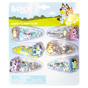 Bluey Girls 6-Pack Hair Clips – Bluey Character Charms & Confetti Style – Ages 3+ - 1 of 4