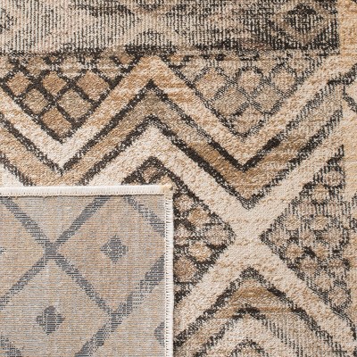 Stone Gray Geometric Patterned Viscose Area Rug