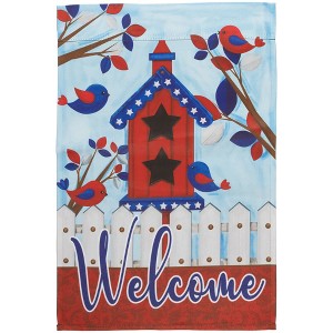 Northlight Patriotic Birds and Birdhouse "Welcome" Outdoor Garden Flag - 18" x 12.5" - 1 of 4