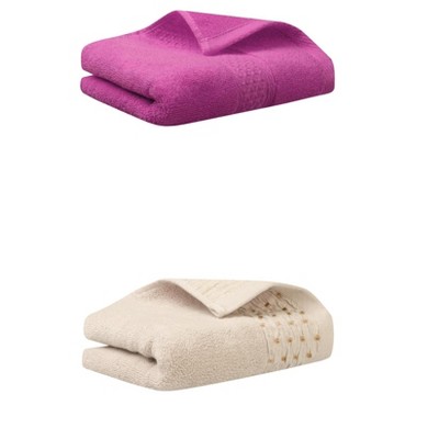 REGALWOVEN Solid Textured Cotton Absorbent Soft Bathroom Hand Towel 13" x 30"/14" x 30" 2 Packs