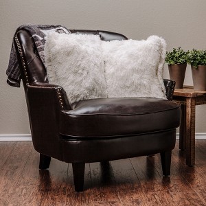 Chanasya Solid White Longfur Fuzzy Faux Fur Square Throw Pillow Covers - 2 Pieces - 18" x 18” - 1 of 4