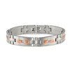 Black Bow Jewelry 11mm Stainless Steel & CZ Brushed & Rose Plated Link Bracelet, 8.5 In - 4 of 4