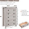 Farmhouse 5 Drawers Dresser, 48" Tall Wood Rustic Wide Chest of Drawers, Storage Dressers Organizer for Bedroom, Living Room, Hallway - 2 of 4