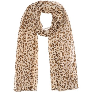 INSPIRE CHIC Women's Leopard Printed Chiffon Square/Long Lightweight Soft Sheer Neck Scarves 1Pc - 1 of 4
