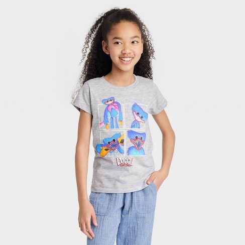 Girls' Poppy Playtime Short Sleeve Graphic T-shirt - Heather Gray Xl ...
