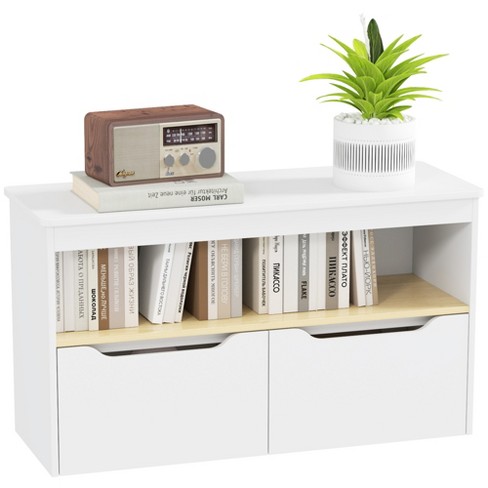 Qaba Toy Storage Organizer, Kids Bookshelf With 2 Drawers, Toy Shelf ...