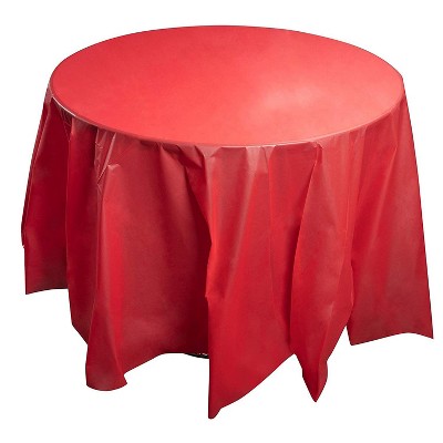  Juvale 12-Pack Red 84-Inch Round Disposable Plastic Tablecloth Table Cover Party Supplies 