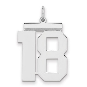 Black Bow Jewelry Sterling Silver, Athletic Collection, Large Polished Number 18 Pendant - 1 of 3