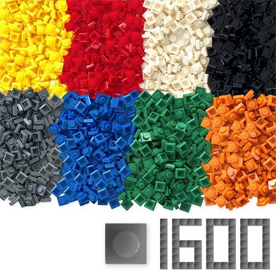 Creative QT 1600 Pieces Plate 1x1 Bricks, Pixel Mosaic Kit, 8 Colors Classic Building Bricks with 2 Quick Removal Tools