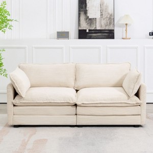 Hyleory 76.8'' Upholstered Corduroy Reception Loveseat - 1 of 4