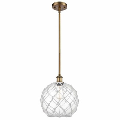 Farmhouse Rope - 1 Light Stem Hung Mini Pendant In Industrial Style-13 Inches Tall and 10 Inches Wide