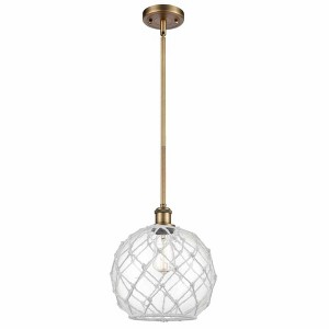 Farmhouse Rope - 1 Light Stem Hung Mini Pendant In Industrial Style-13 Inches Tall and 10 Inches Wide - 1 of 1