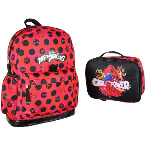 Miraculous Tales Of Ladybug & Cat Noir Characters 2 Pc Lunch Box Backpack  Set Red : Target