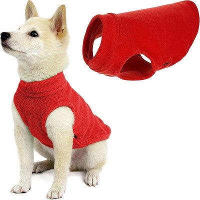 Gooby Stretch Fleece Vest, Pullover Fleece Vest Jacket Sweater for Dogs, Red, Small