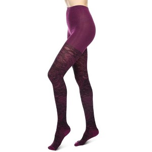 Memoi Paisley Pop Cotton Blend Sweater Tights - 1 of 4
