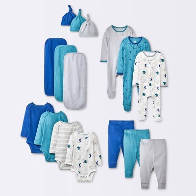 Image of Baby Boys' 16pk Layette Gifting Bundle - Cloud Island™ Blue 0-3M