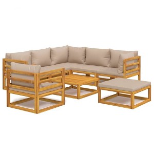 vidaXL Garden Lounge Set Taupe, Natural wood - 1 of 4