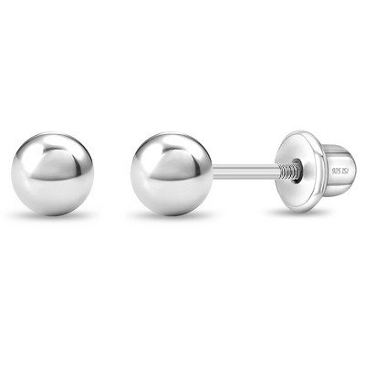 Girl's Classic Polished Ball Screw Back Sterling Silver Earrings - In ...