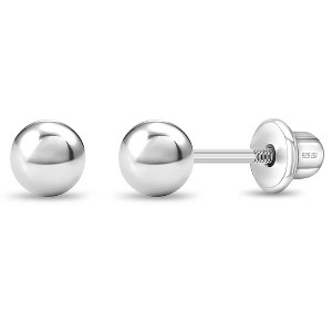 Girl's Classic Polished Ball Screw Back Sterling Silver Earrings - In Season Jewelry - 1 of 4